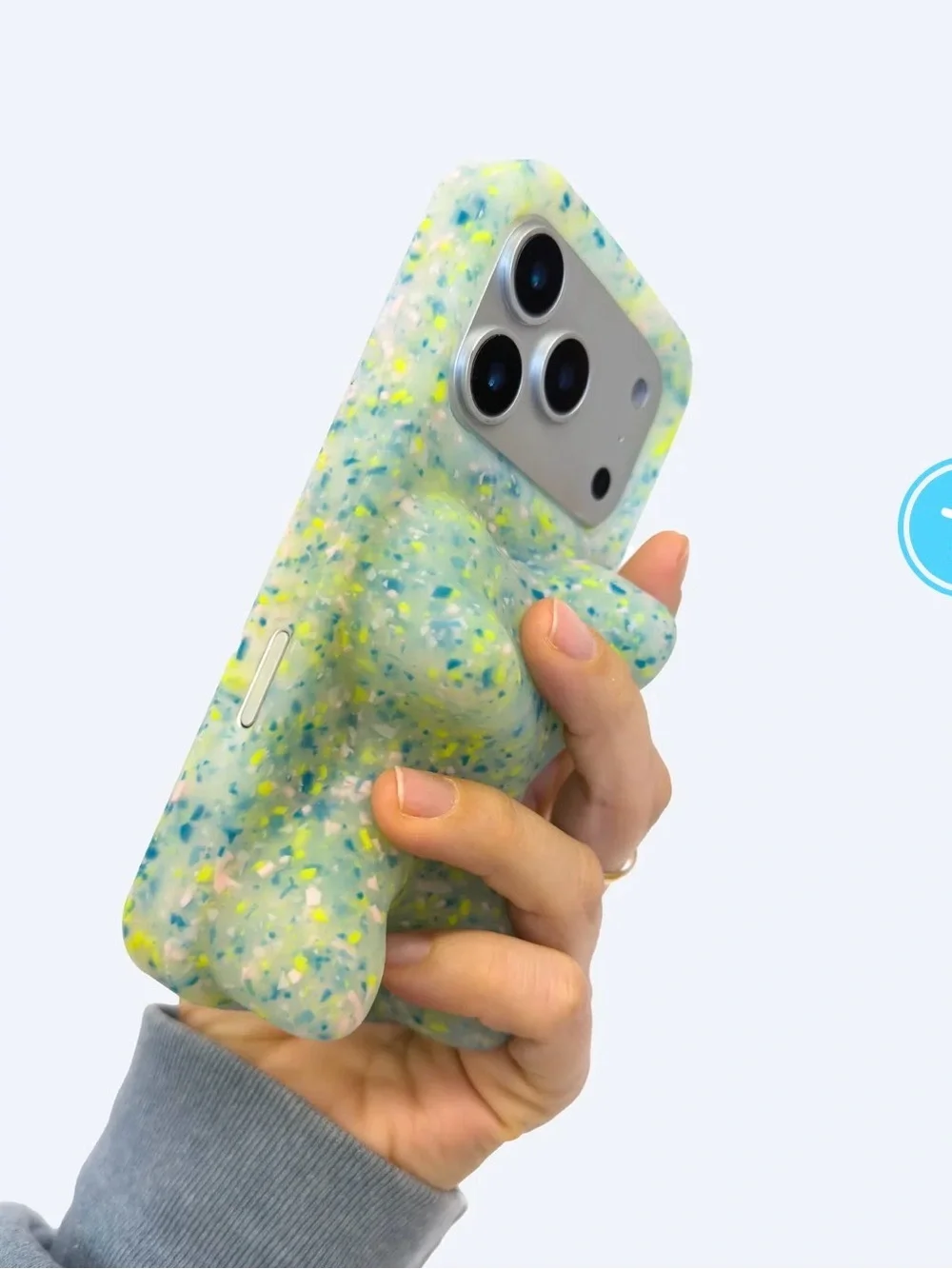 Phone Case Plush Doll Stand - Green Speckled Silicone Case iPhone pro Max